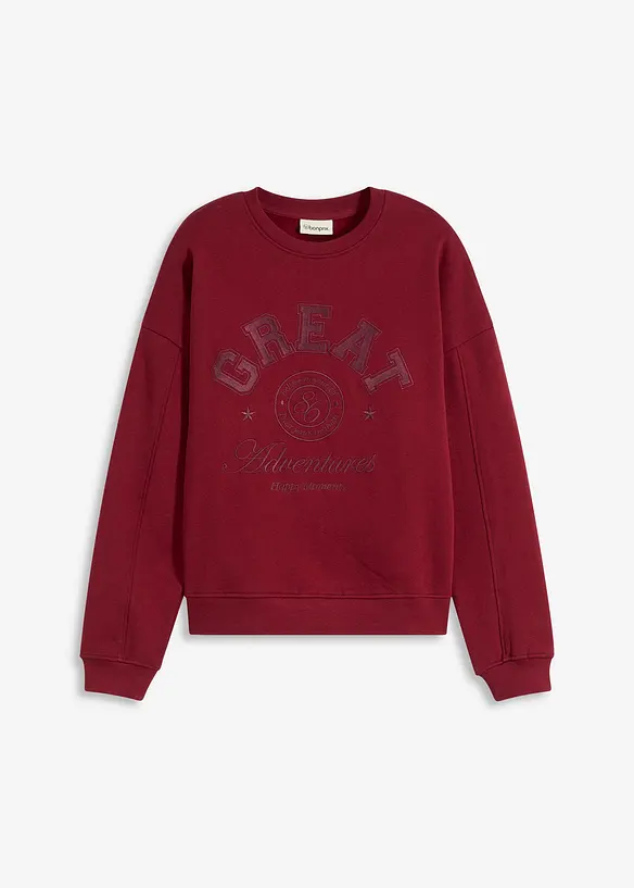 Oversize-Sweatshirt aus reiner Baumwolle in rot von vorne - bonprix