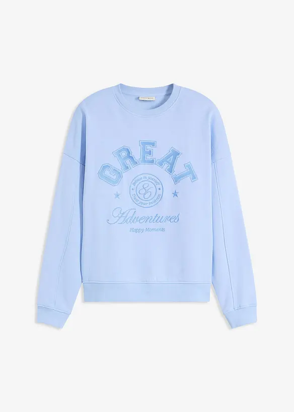 Oversize-Sweatshirt aus reiner Baumwolle in blau von vorne - bonprix