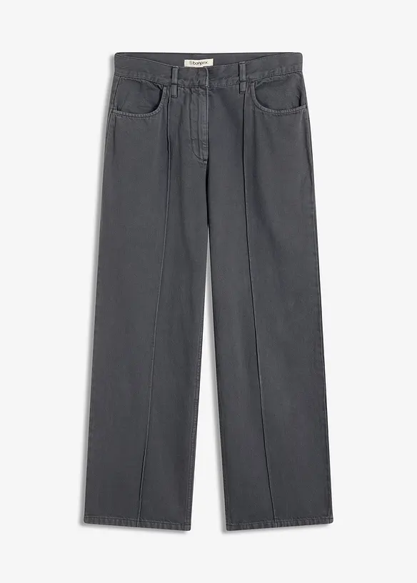 Twillhose aus reiner Baumwolle in grau von vorne - bonprix