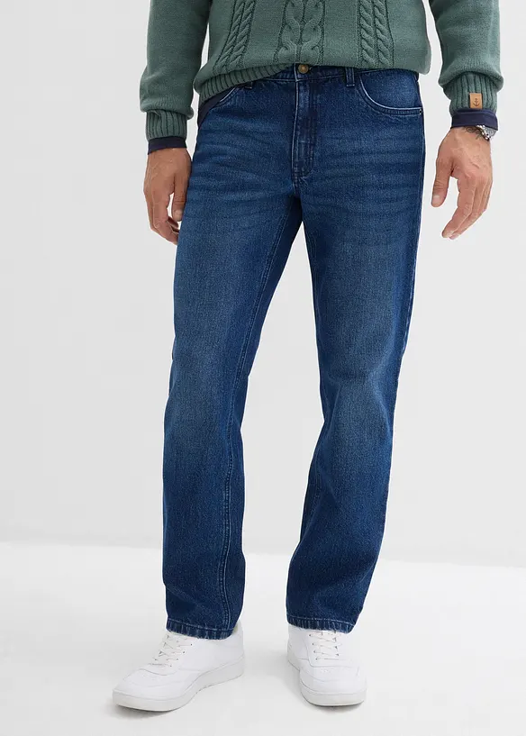 Relaxed-Fit-Jeans, Straight in blau von vorne - bonprix