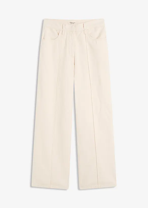 Twillhose aus reiner Baumwolle in beige von vorne - bonprix