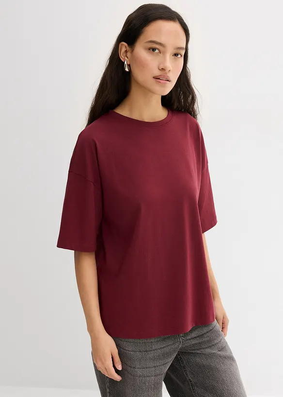 Lockeres T-Shirt aus Baumwoll-Mix in rot von vorne (im Anschnitt) - bonprix
