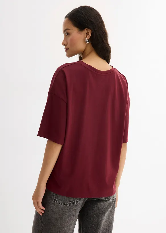 Lockeres T-Shirt aus Baumwoll-Mix in rot von hinten (im Anschnitt) - bonprix