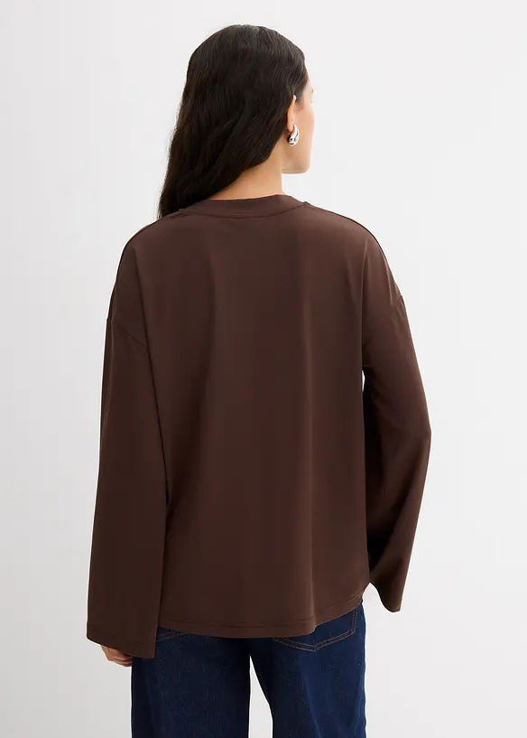 Longshirt aus fließender Qualität in braun von hinten (im Anschnitt) - bonprix