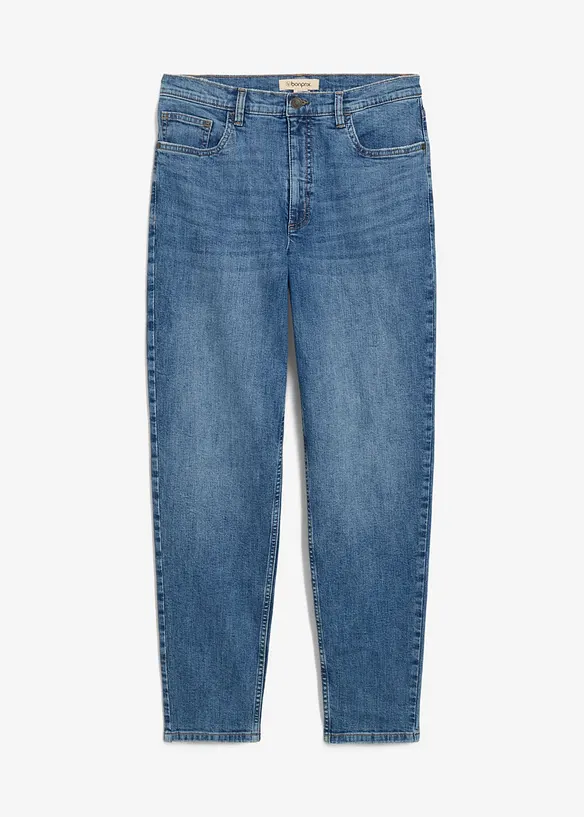Mom-Jeans High Waist, cropped in blau von vorne - bonprix Mom-Jeans High Waist, cropped in blau von vorne - bonprix