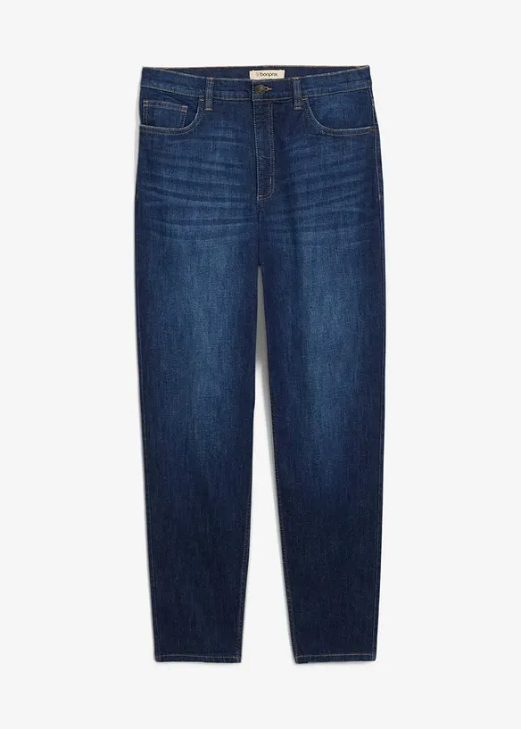 Mom-Jeans High Waist, cropped in blau von vorne - bonprix