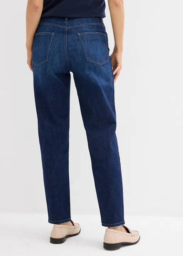 Mom-Jeans High Waist, cropped in blau von hinten - bonprix