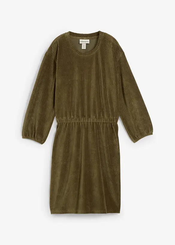 Kleid aus Jersey-Cord in grün von vorne - bonprix Kleid aus Jersey-Cord in grün von vorne - bonprix