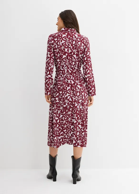 Hemdblusenkleid aus fließender Viskose in rot von hinten (Totalaufnahme) - bonprix Hemdblusenkleid aus fließender Viskose in rot von hinten (Totalaufnahme) - bonprix