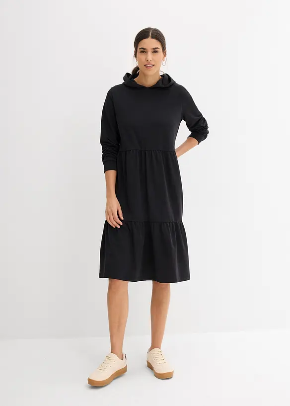 Sweatkleid in schwarz von vorne (Totalaufnahme) - bonprix Sweatkleid in schwarz von vorne (Totalaufnahme) - bonprix