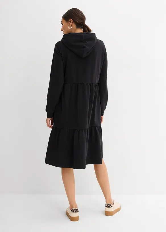 Sweatkleid in schwarz von hinten (Totalaufnahme) - bonprix Sweatkleid in schwarz von hinten (Totalaufnahme) - bonprix
