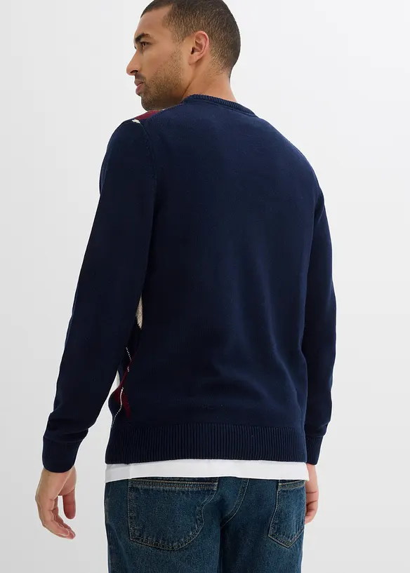 Pullover aus reiner Baumwolle in blau von hinten (im Anschnitt) - bonprix