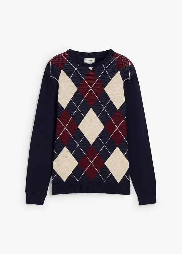 Pullover aus reiner Baumwolle in blau von vorne - bonprix