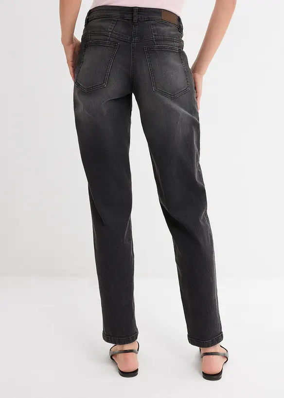 Barrel-Jeans Mid Waist in schwarz von hinten - bonprix
