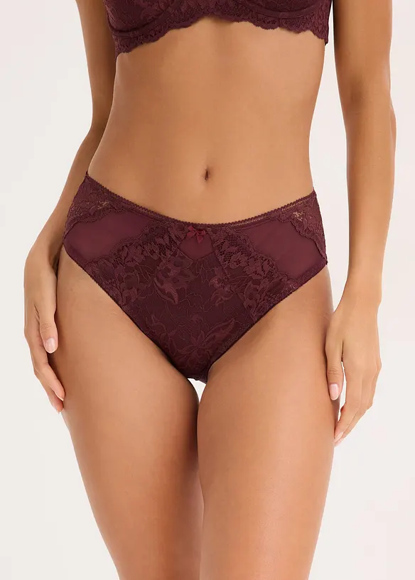 Maxislip mit zarter Spitze in rot von vorne - bonprix