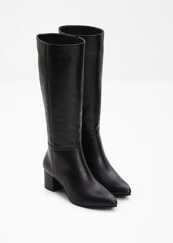 Stiefel aus Leder in schwarz - bonprix