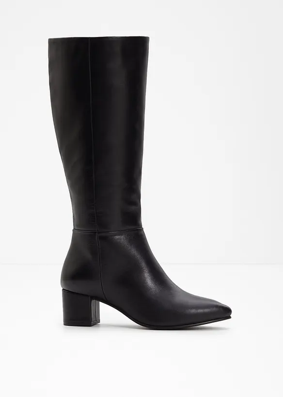 Stiefel aus Leder in schwarz - bonprix
