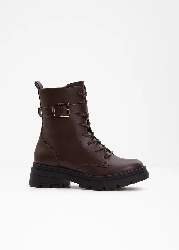 Schnürboots mit Schnalle in braun - bonprix Schnürboots mit Schnalle in braun - bonprix