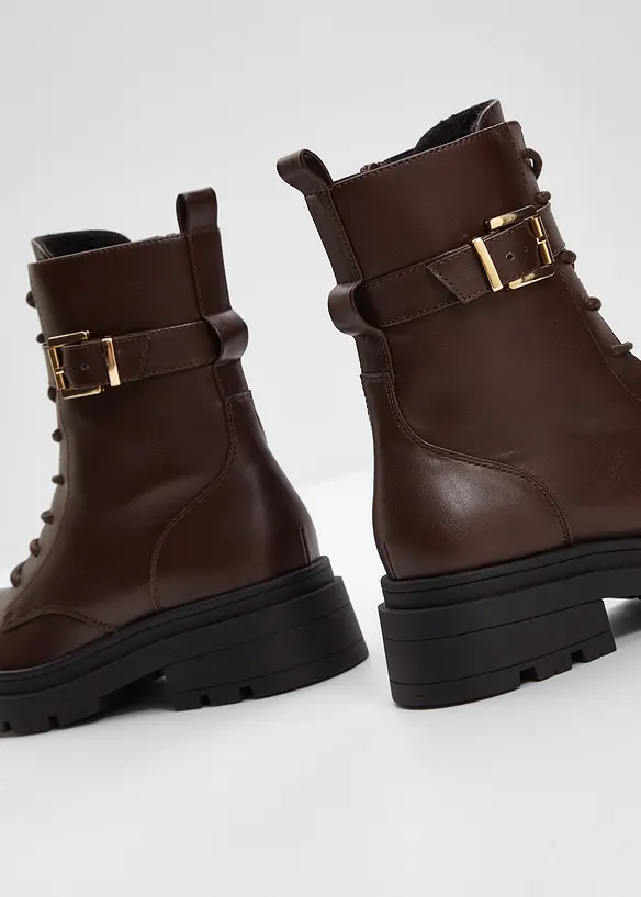 Schnürboots mit Schnalle in braun - bonprix Schnürboots mit Schnalle in braun - bonprix