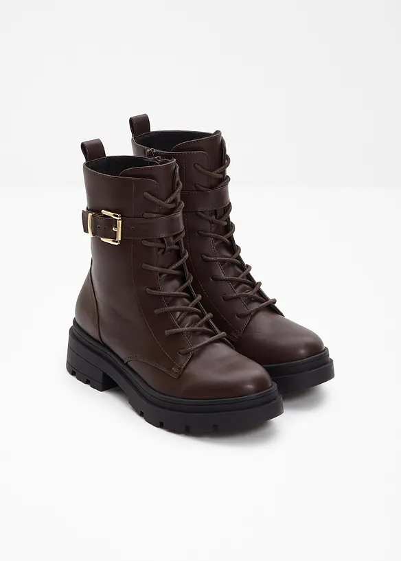 Schnürboots mit Schnalle in braun - bonprix Schnürboots mit Schnalle in braun - bonprix