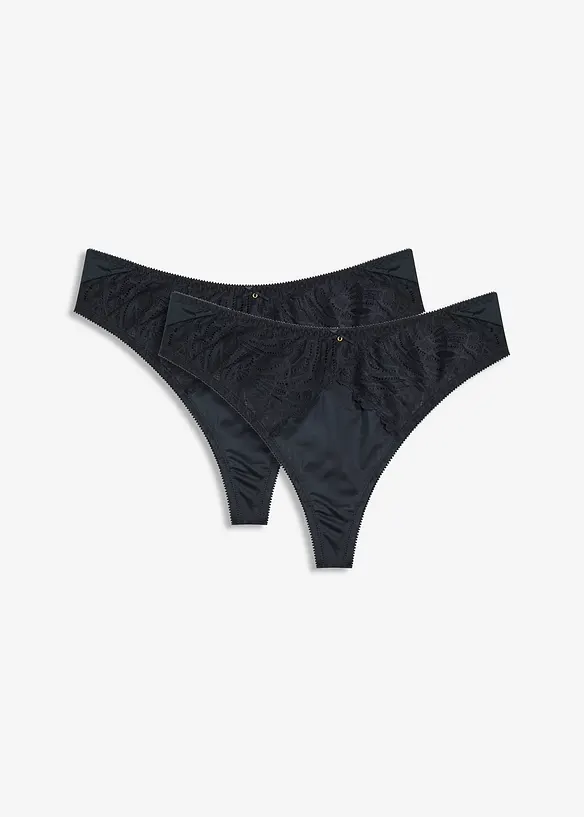 Maxistring mit glänzendem Material (2er Pack) in blau von vorne - bonprix