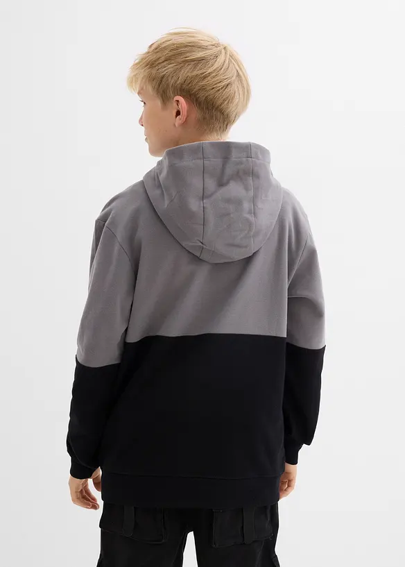 Hoodie aus reiner Bio-Baumwolle in grau von hinten (im Anschnitt) - bonprix