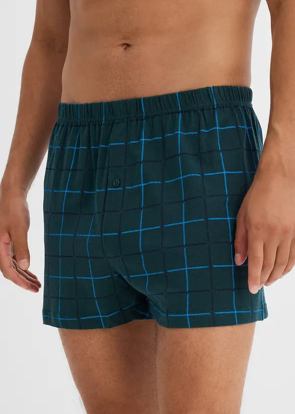 Lockere Jersey Boxershorts aus weicher Baumwolle (3er Pack) in grün von vorne - bonprix