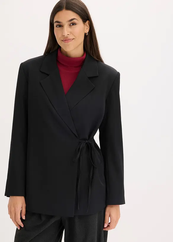 Oversize-Blazer in schwarz von vorne (im Anschnitt) - bonprix