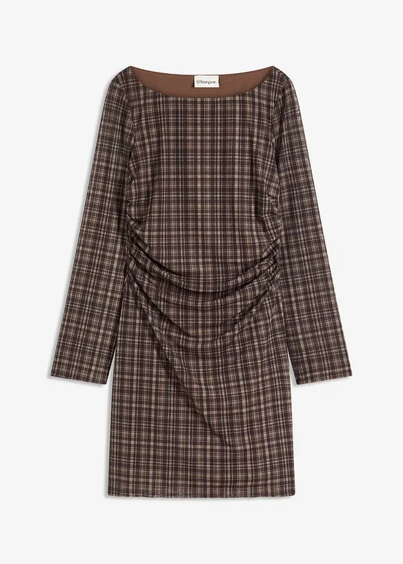 Jerseykleid mit Raffung in grün von vorne - bonprix