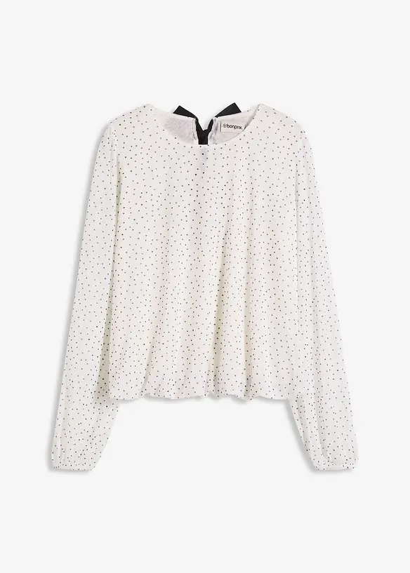 Langarmshirt mit Schleife am Rücken in weiß von vorne - bonprix