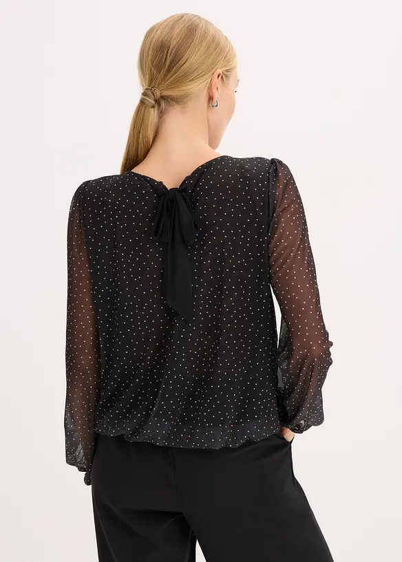 Langarmshirt mit Schleife am Rücken in schwarz von hinten (im Anschnitt) - bonprix