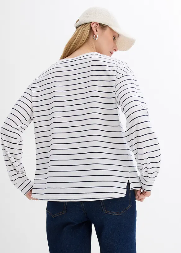 Langarmshirt aus reiner Bio-Baumwolle in weiß von hinten (im Anschnitt) - bonprix Langarmshirt aus reiner Bio-Baumwolle in weiß von hinten (im Anschnitt) - bonprix