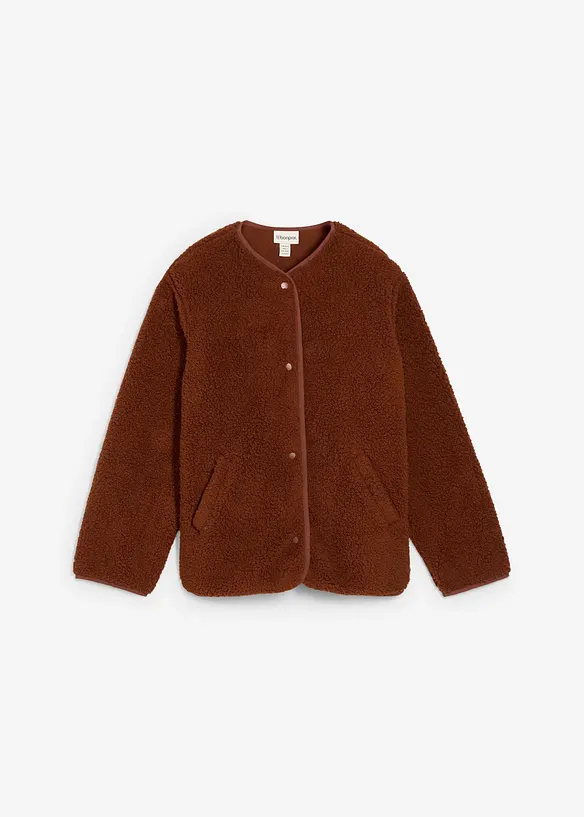 Teddy-Fleecejacke in braun von vorne - bonprix
