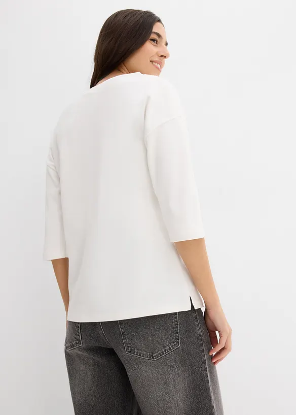Shirt aus schwerer Baumwolle in weiß von hinten (im Anschnitt) - bonprix