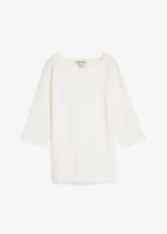 Shirt aus schwerer Baumwolle in weiß von vorne - bonprix