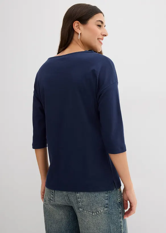 Shirt aus schwerer Baumwolle in blau von hinten (im Anschnitt) - bonprix