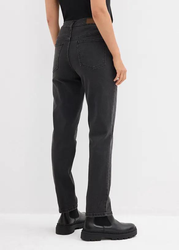 Straight-Jeans High Waist cropped in grau von hinten - bonprix