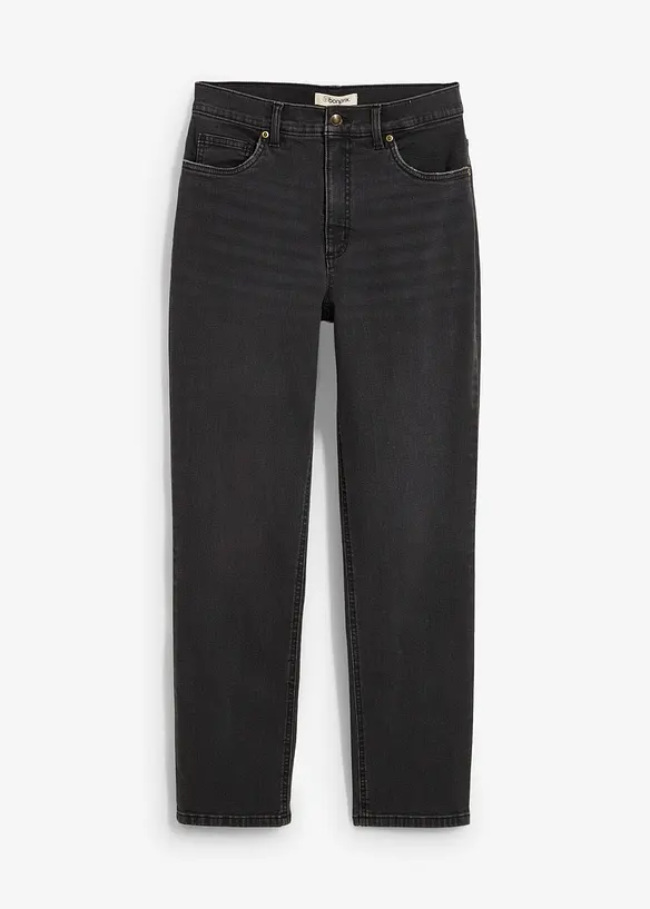 Straight-Jeans High Waist cropped in grau von vorne - bonprix