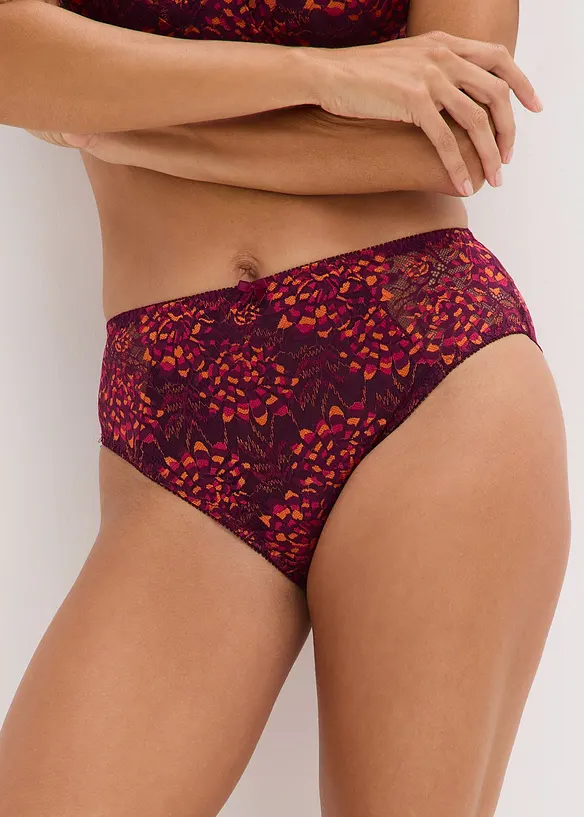Maxislip aus zarter Spitze in rot von vorne - bonprix
