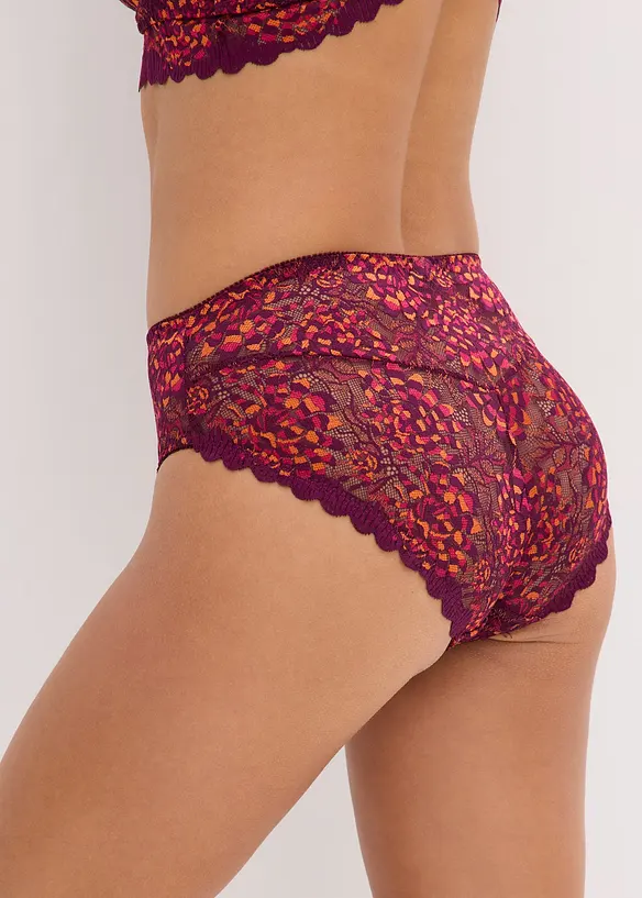 Maxislip aus zarter Spitze in rot von hinten - bonprix