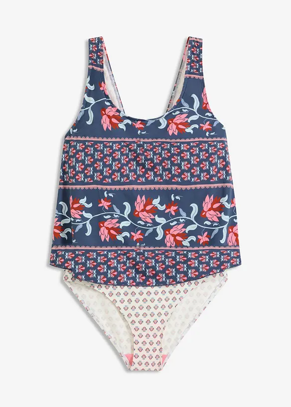 Badeanzug in Tankini-Optik in blau von vorne - bonprix