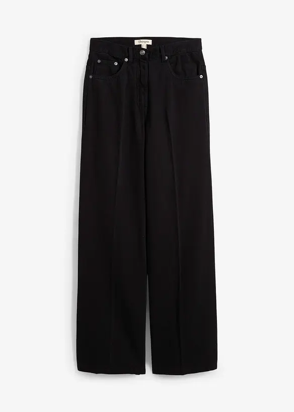 Twillhose mit Bügelfalte aus reiner Baumwolle in schwarz von vorne - bonprix