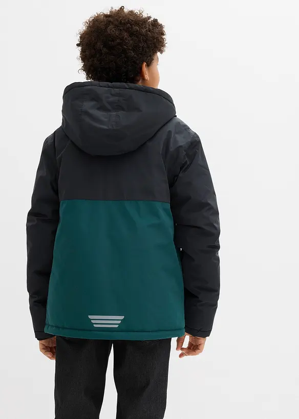wasserdichte Winterjacke im Colourblocking mit Kapuze in grün von hinten (im Anschnitt) - bonprix