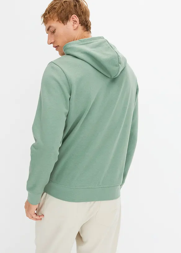 Hoodie aus reiner Baumwolle in grün von hinten (im Anschnitt) - bonprix