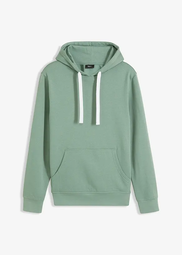 Hoodie aus reiner Baumwolle in grün von vorne - bonprix