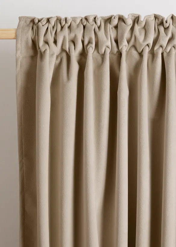 Thermo-Verdunkelungsvorhang mit samtiger Oberfläche (1er Pack) in beige - bonprix