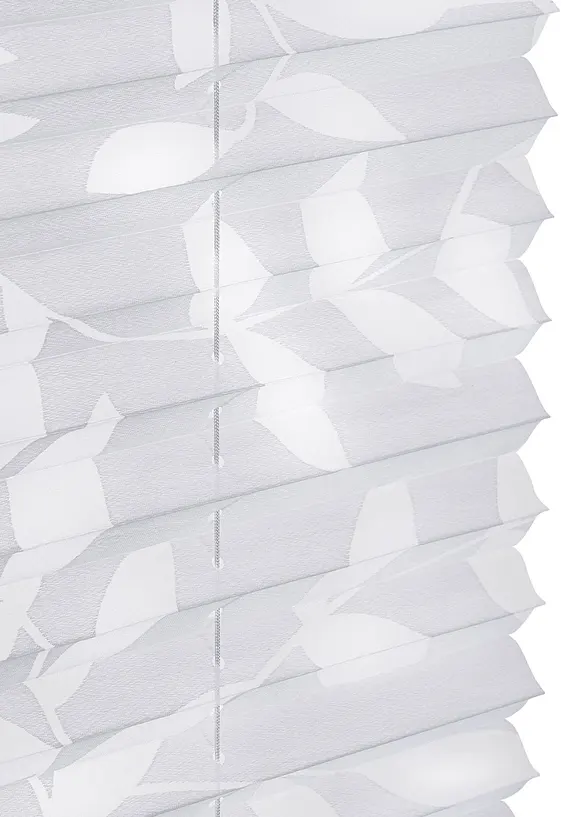 Ausbrenner Plissee mit Blättermotiv in weiß (Detailaufnahme) - bonprix