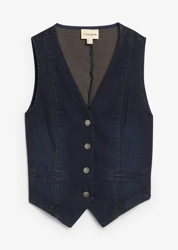 Jeansweste in blau von vorne - bonprix