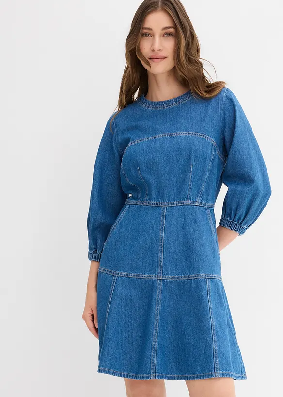 Jeanskleid aus reiner Baumwolle in blau von vorne (Totalaufnahme) - bonprix Jeanskleid aus reiner Baumwolle in blau von vorne (Totalaufnahme) - bonprix