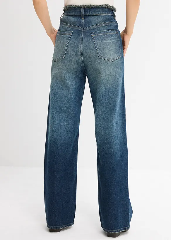 Loose Straight-Jeans High Waist in blau von hinten - bonprix